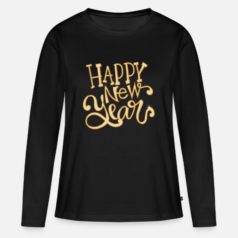 Happy New Year - Frauen Premium Bio Langarmshirt - Schwarz