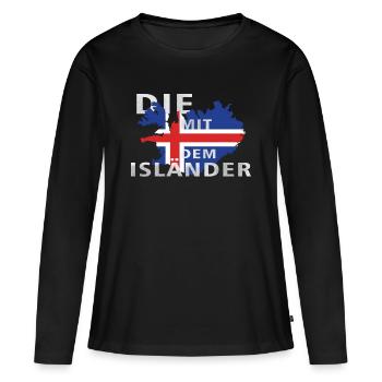 Die mit dem Isländer Pferd Spruch Rasse Geschenk - Frauen Premium Bio Langarmshirt - Schwarz - Vorne - Julia (174cm)