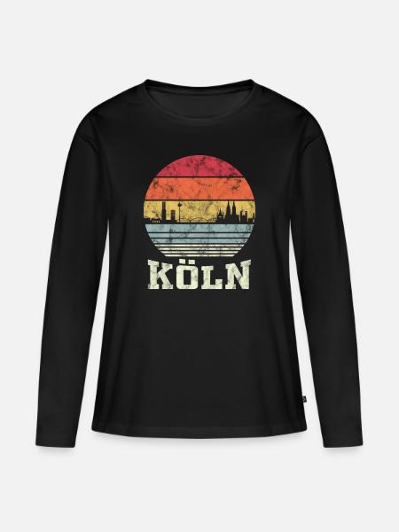 Köln Retro Vintage - Frauen Premium Bio Langarmshirt - Schwarz