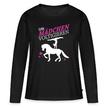Echte Mädchen Voltigieren I Volti Spruch - Frauen Premium Bio Langarmshirt - Schwarz - Vorne - Julia (174cm)