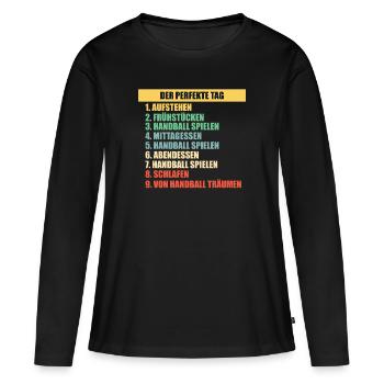 Handball EM Europameisterschaft Geschenk - Frauen Premium Bio Langarmshirt - Schwarz - Vorne - Julia (174cm)