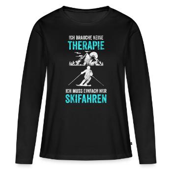 Skifahrer Skipisten Abfahrt Motiv - Frauen Premium Bio Langarmshirt - Schwarz - Vorne - Julia (174cm)