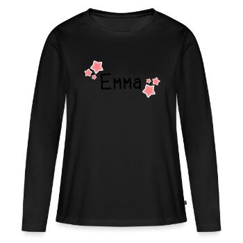 Nom - Emma - T-shirt manches longues Premium bio Femme - noir - Devant - Julia (174cm)