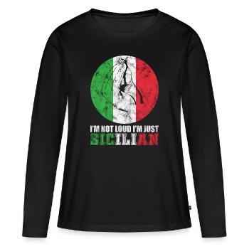 Italie Sicile geste de la main - T-shirt manches longues Premium bio Femme - noir - Devant - Julia (174cm)