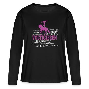 Voltigieren Volti Begriffen aus dem Voltigieren - Frauen Premium Bio Langarmshirt - Schwarz - Vorne - Julia (174cm)