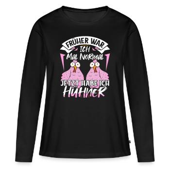 Huhn Hühner Geschenk Bäuerin - Frauen Premium Bio Langarmshirt - Schwarz - Vorne - Julia (174cm)