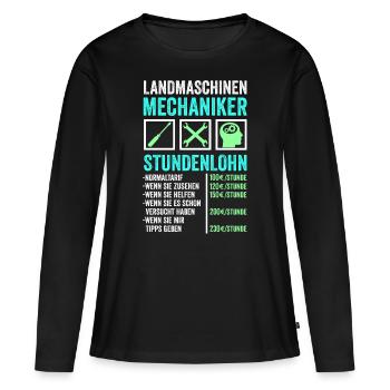 Landmaschinenmechaniker Handwerker Stundenlohn - Frauen Premium Bio Langarmshirt - Schwarz - Vorne - Julia (174cm)