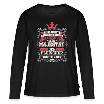 Fleischer - Frauen Premium Bio Langarmshirt - Schwarz - Vorne - Julia (174cm)