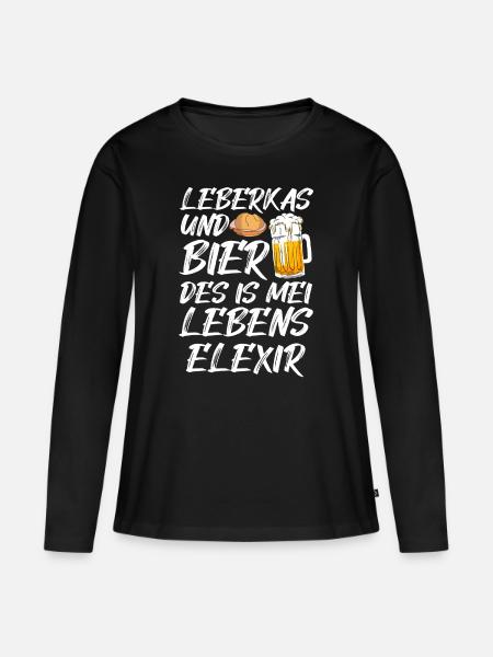 Lustiges Leberkas Leberkäse Sprüche Geschenk - Frauen Premium Bio Langarmshirt - Schwarz