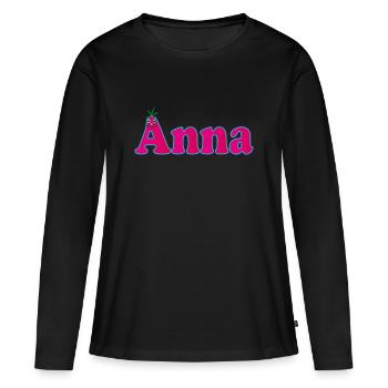 Prénom Anna - T-shirt manches longues Premium bio Femme - noir - Devant - Julia (174cm)
