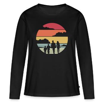Cadeau rétro cohésion familiale - T-shirt manches longues Premium bio Femme - noir - Devant - Julia (174cm)