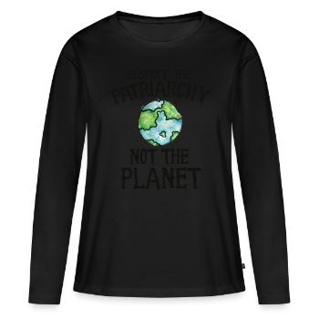 détruire le patriarcat pas la planète - T-shirt manches longues Premium bio Femme - noir - Devant - Julia (174cm)