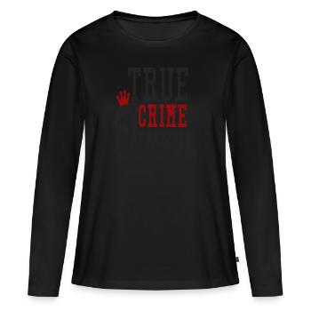 Idée cadeau TRUE CRIME QUEEN pour hommes et femmes qui - T-shirt manches longues Premium bio Femme - noir - Devant - Julia (174cm)