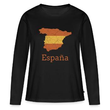Spanien - Frauen Premium Bio Langarmshirt - Schwarz - Vorne - Julia (174cm)