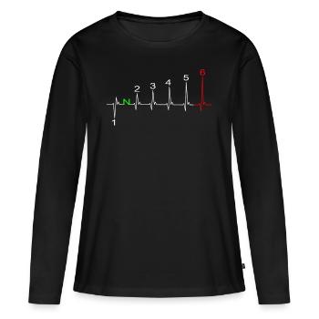 Herzschlag EKG Linie Motorrad Gangschaltung 6 Gang - Frauen Premium Bio Langarmshirt - Schwarz - Vorne - Julia (174cm)