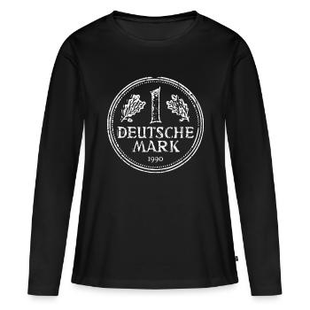 1 Markstück Markstück 1 DM 1990 30ème anniversaire - T-shirt manches longues Premium bio Femme - noir - Devant - Julia (174cm)