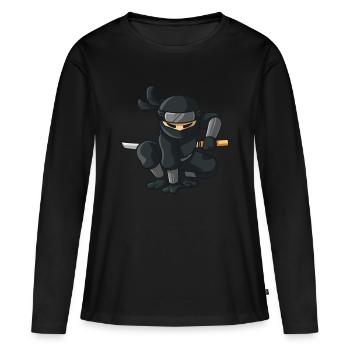 Ninja with katana - Women's Premium Organic Long Sleeve Shirt - black - Front - Julia (174cm)