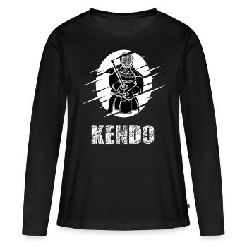 Kendo Kenjutsu combat à l’épée T shirt pour kendoka - T-shirt manches longues Premium bio Femme - noir - Devant - Julia (174cm)