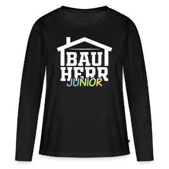 Client cadeau enfant fils enfant junior - T-shirt manches longues Premium bio Femme - noir - Devant - Julia (174cm)