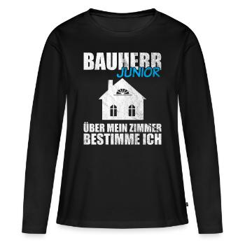 Lustiges Bauherr Junior Geschenk - Frauen Premium Bio Langarmshirt - Schwarz - Vorne - Julia (174cm)
