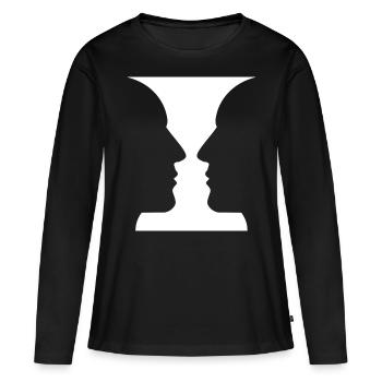 Têtes ou vases Illusions optiques - T-shirt manches longues Premium bio Femme - noir - Devant - Julia (174cm)