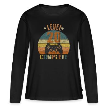20. Geburtstag Gamer lvl 20 Jahre Geschenk - Frauen Premium Bio Langarmshirt - Schwarz - Vorne - Julia (174cm)