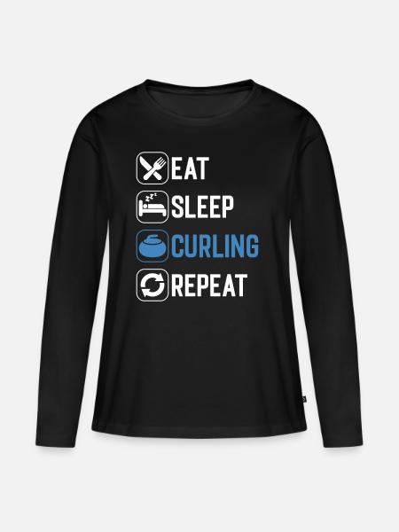 Curling - Frauen Premium Bio Langarmshirt - Schwarz