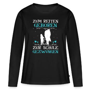 Pferde Mädchen Geschenk - Frauen Premium Bio Langarmshirt - Schwarz - Vorne - Julia (174cm)