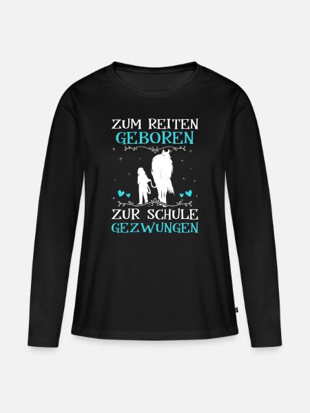 Pferde Mädchen Geschenk - Frauen Premium Bio Langarmshirt - Schwarz
