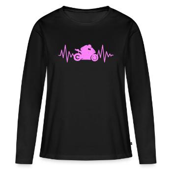 Moto de course EKG heartbeat moto femme - T-shirt manches longues Premium bio Femme - noir - Devant - Julia (174cm)