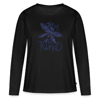 Sei freundlich - Frauen Premium Bio Langarmshirt - Schwarz - Vorne - Julia (174cm)