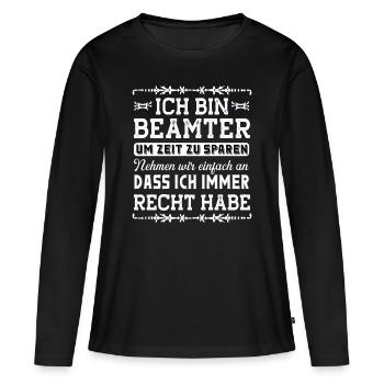 Beamter - Frauen Premium Bio Langarmshirt - Schwarz - Vorne - Julia (174cm)