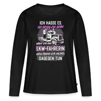 Truckerin LKW-Fahrerin Geschenk - Frauen Premium Bio Langarmshirt - Schwarz - Vorne - Julia (174cm)