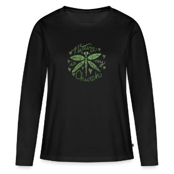 Die Natur ist meine Kirche - Frauen Premium Bio Langarmshirt - Schwarz - Vorne - Julia (174cm)