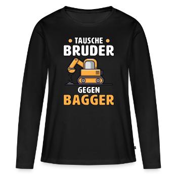 Échange frère contre pelleteuse - T-shirt manches longues Premium bio Femme - noir - Devant - Julia (174cm)