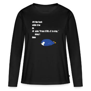 Cadeau drôle d'informaticien programmeur Linux - T-shirt manches longues Premium bio Femme - noir - Devant - Julia (174cm)