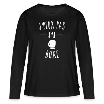 J'PEUX PAS J'AI BOXE - GANT DE BOXE - T-shirt manches longues Premium bio Femme - noir - Devant - Julia (174cm)