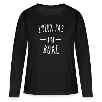 J'PEUX PAS J'AI BOXE - T-shirt manches longues Premium bio Femme - noir - Devant - Julia (174cm)