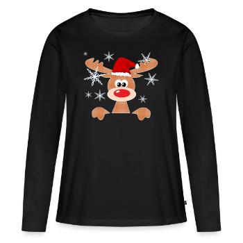 Weihnachts-Rentier - Frauen Premium Bio Langarmshirt - Schwarz - Vorne - Julia (174cm)