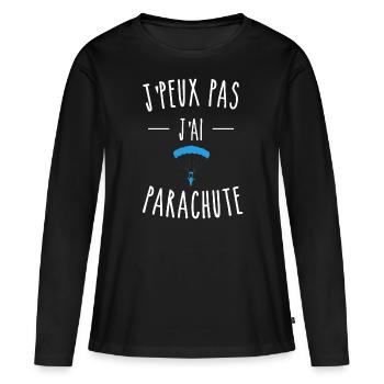 J'PEUX PAS J'AI PARACHUTE - CHUTE LIBRE - T-shirt manches longues Premium bio Femme - noir - Devant - Julia (174cm)