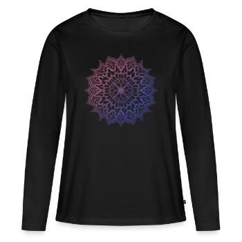 Mandala - Frauen Premium Bio Langarmshirt - Schwarz - Vorne - Julia (174cm)