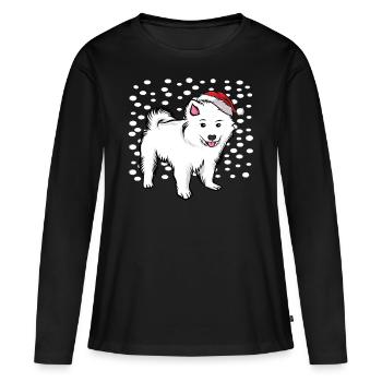 WEIHNACHTS HUND - Frauen Premium Bio Langarmshirt - Schwarz - Vorne - Julia (174cm)