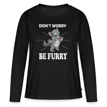 Doux loup disant Ne t'inquiète pas, soit Furry Fox - T-shirt manches longues Premium bio Femme - noir - Devant - Julia (174cm)