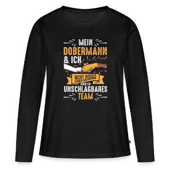 Dobermann Sprüche Geschenkidee - Frauen Premium Bio Langarmshirt - Schwarz - Vorne - Julia (174cm)