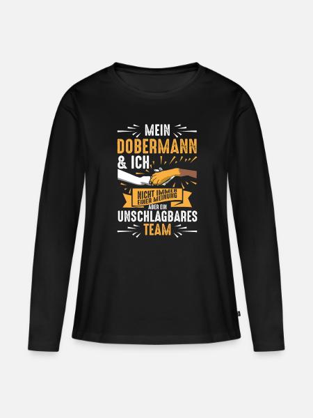 Dobermann Sprüche Geschenkidee - Frauen Premium Bio Langarmshirt - Schwarz