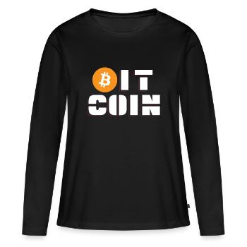 Bitcoin - T-shirt manches longues Premium bio Femme - noir - Devant - Julia (174cm)