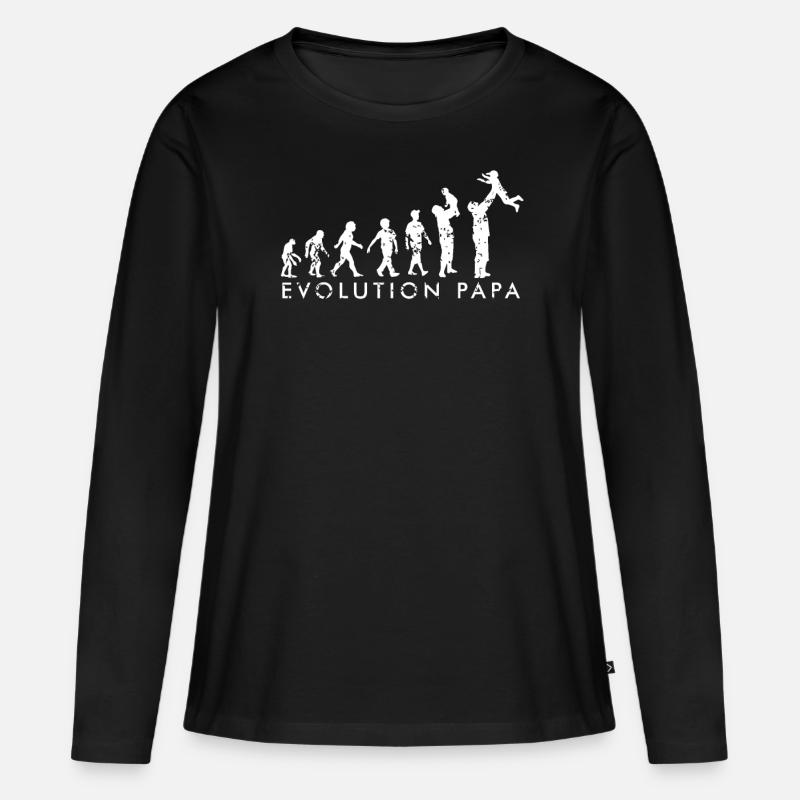Evolution Vater und Kind Arm Geschenkidee Vatertag - Frauen Premium Bio Langarmshirt - Schwarz