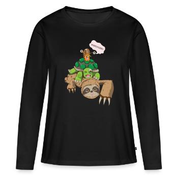 Paresseux tortues escargots motif amour des animaux - T-shirt manches longues Premium bio Femme - noir - Devant - Julia (174cm)