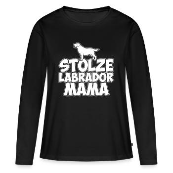 STOLZE LABRADOR MAMA - Frauen Premium Bio Langarmshirt - Schwarz - Vorne - Julia (174cm)