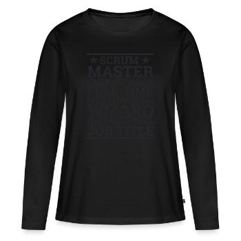 "Scrum Wizard" | "Scrum Master" - Frauen Premium Bio Langarmshirt - Schwarz - Vorne - Julia (174cm)